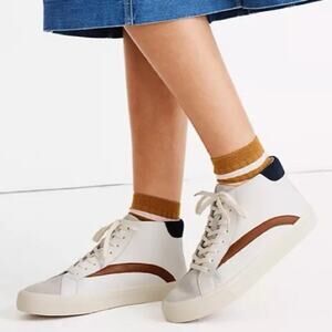 Madewell Leather Sidewalk High-Top Sneakers in Colorblock Women’s